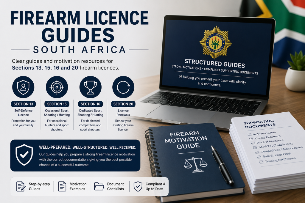 Firearm licence guides South Africa for Sections 13, 15, 16 and 20